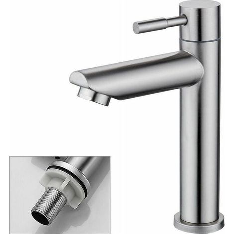 Robinet mélangeur lavabo eau froide – Cuivre durable finition chromée – Cartouche céramique sans plomb – Débit 9 l/min (1/5)