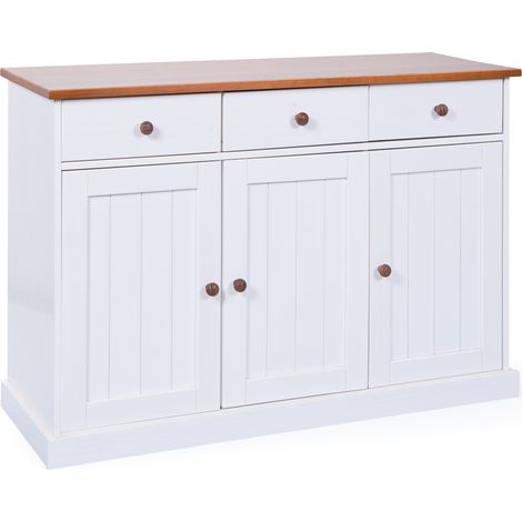 Wright Buffet 3 portes, 3 tiroirs, blanc, marron. (1/5)