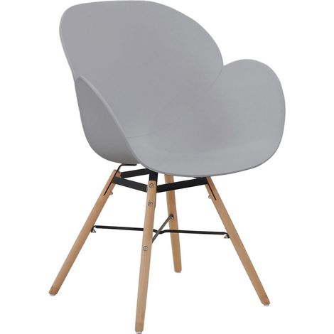 Set di 2 sedie Amalia in polipropilene grigio e legno (1/2)