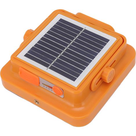 Lampe solaire LED portable magnétique de travail, jaune, idéale pour le camping et l'éclairage d'urgence en extérieur. (1/5)