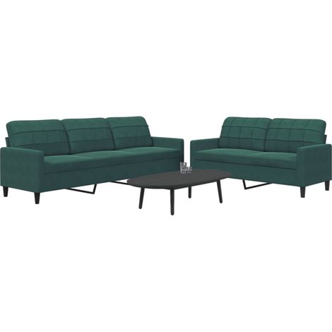 Juego de sofás con cojines 2 piezas terciopelo verde oscuro vidaXL (1/5)