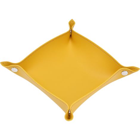 Modernes Design-Tablett aus strapazierfähigem Kunstleder, vielseitig einsetzbar, Organizer für Herren zur Aufbewahrung von Schmuck, Uhr, Schlüsseln und Handy, Gelb (1/5)