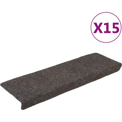 Tapis d'escalier 15 pcs,Marchettes d'escalier,Protections d'escalier Tissu aiguilleté 65x21x4 cm Gris DVNEI443809 (1/5)