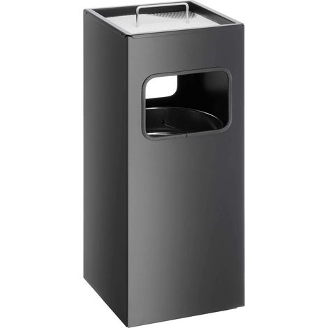 Durable 333101 Posacenere a Colonna Quadrato, con Sabbia e Cestino, Acciaio Verniciato, 250x620x250 mm, Nero (1/3)