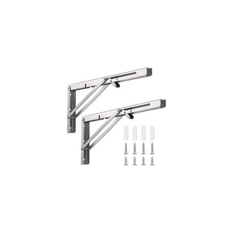 2 Packs Console Pliable En Acier Inoxydable, Triangulaires de 90 Degrés en Métal Charge Lourde, Support Console Pliable
