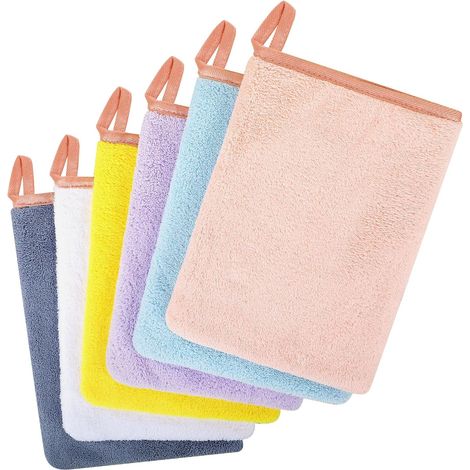 Gant de Toilette Microfibre Coton pour Bebe et Enfant - Gants de Toilette Microfibre Serviette Visage Réutilisable 6 Pièces-011 (1/5)