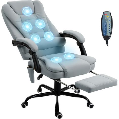 Pour le télétravail, confort au quotidien avec fauteuil de bureau massant, 7 points, repose-pied et télécommande (1/5)