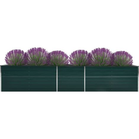 Jardinière de jardin - Balconnière à fleurs Lit surélevé de jardin Acier galvanisé 400x80x45 cm Vert BV970331 - BonneVie (1/5)