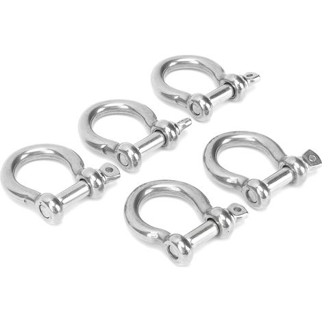 5 pièces Manille en Acier Inoxydable Anneau en D Résistant à la Corrosion pour Randonnée Camping Sports Extérieurs M10 320kg (1/5)