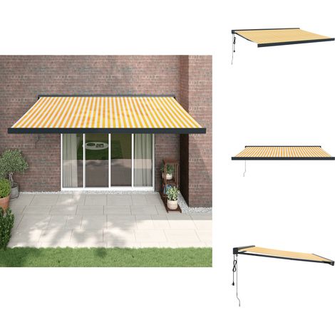 Markise Einziehbar Gelb und Weiß 4x3 m Stoff und Aluminium - Markise - Sonnenschutz - Gartendekoration - Außenmarkise - Elektrische Markise (1/5)