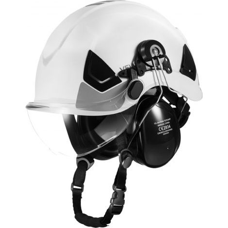 Schutzhelm ANSI/ISEA Z89.1-zugelassener ABS-Sicherheitshelm mit Visier & Ohrenschützern, verstellbarer Industriehelm belüfteter Bauhelm Arbeitshelm für Industriebau Arbeitskleidung Weiß (1/5)
