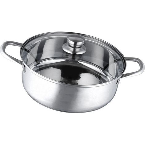 Recipiente calientaalimentos de acero inoxidable, modelo universal, 26 cm (10,2 pulgadas), con base y tapa de paredes gruesas y doblemente esmaltadas. (1/5)