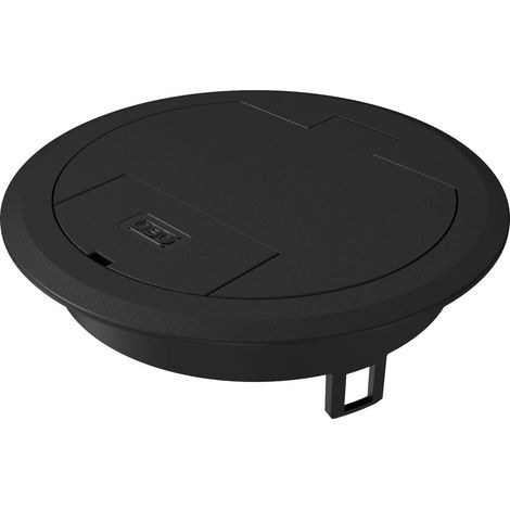 OBO Bettermann Tapa abatible con salida de cable 140x140x40 poliamida negro grafito RAL 9011, 7405084
