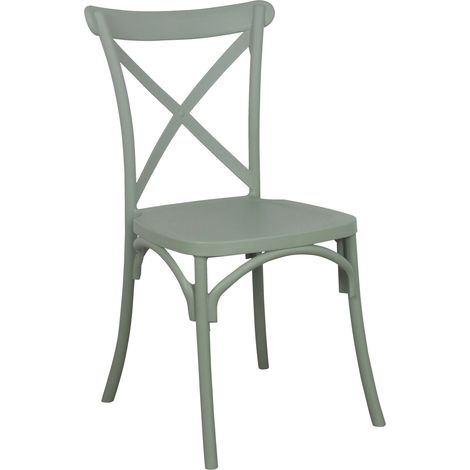Chaise de terrasse empilable en plastique vert sauge