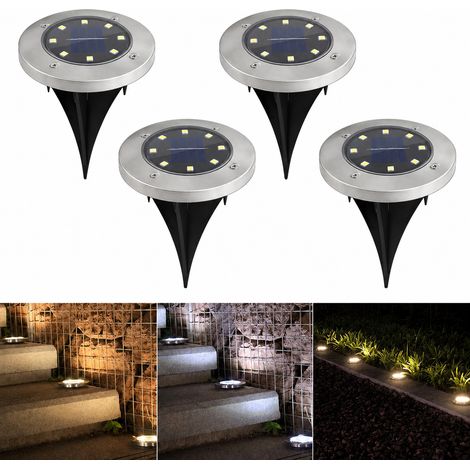 Spot solaire LED encastrable au sol mini 8 LED lumière blanche 8led réf 6846 11,7 × 5,5 × 15 cm 150 g – Livraison gratuite