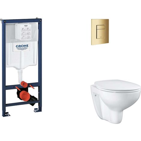 Grohe Rapid SL - Set con modulo d'installazione per WC a parete, copriwater WC SoftClose, placca di comando Skate Cosmopolitan, Cool Sunrise SANI11BB4122 (1/5)