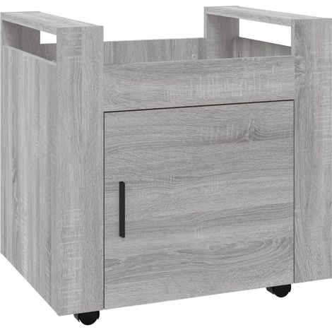 Maison Exclusive - Carrito de escritorio contrachapada gris Sonom