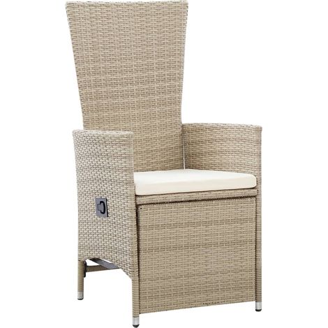 Lot de 2 Chaise de jardin，Chaises inclinables et coussins Résine tressée Beige CFW5059762 (1/5)