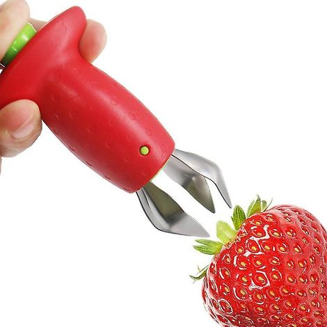 Équeutoir à fraises en métal et plastique, éplucheur de fruits, outil de cuisine pour retirer les tiges de tomates (1/5)