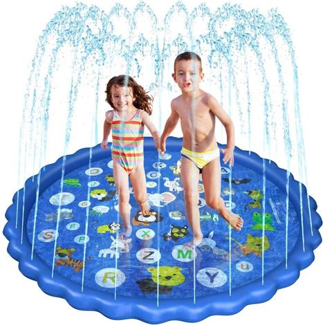 Tapis Enfant De Jet d'eau, 170cm PVC Durable Antidérapant Tapis De Pulvérisation D'éclaboussure d'eau Eau Piscine, Jeu d'eau Extérieurs Jouets pour Filles et Garçons