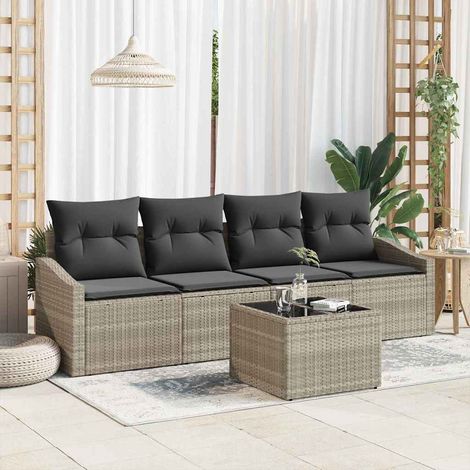 vidaXL Ensemble de Canapés 5 pcs Gris clair et gris foncé polyrotin (1/5)