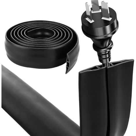 Protection de câble d'extérieur de 3 m en caoutchouc noir pour câbles de sol, canal intérieur de 15 x 6 mm (1/5)