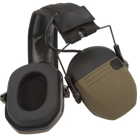Casque antibruit à coques rabattables, protection auditive rembourrée souple, couleur vert olive, pour chantier et tir, réglable, pliable, usage extérieur (1/5)