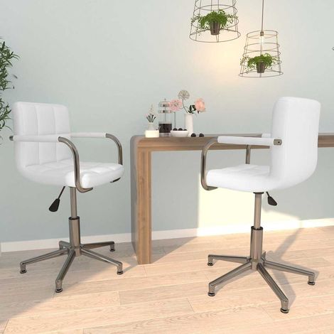 vidaXL Sillas de comedor giratorias 2 unidades cuero sintético blanco (1/5)