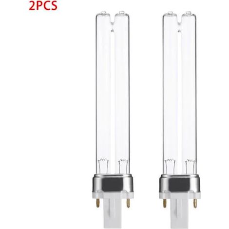 Lot de 2 tubes UV G23 de 9 W pour le nettoyage et la stérilisation, base de rechange UV pour stérilisateur d'aquarium (1/4)
