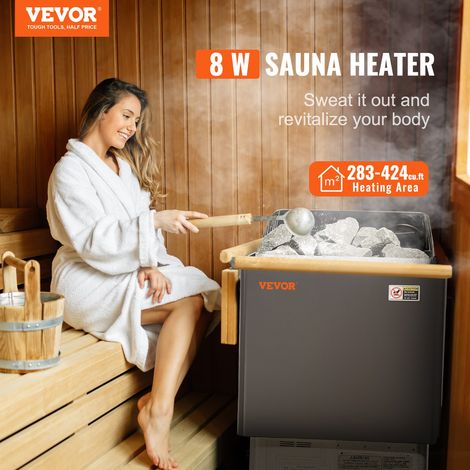 Poêle de Sauna Électrique Portable, 8 kW, 400 V 3 N, avec Minuterie 3 h, Contrôleur Numérique, 110℃ Max, pour Sauna 8-12 m³, Utilis… (1/5)