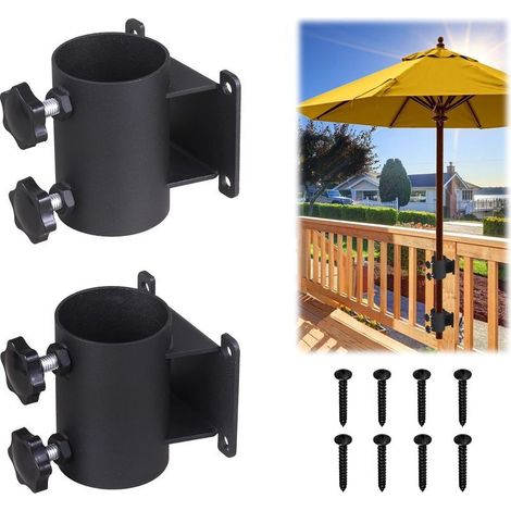 Lot de 2 supports de parasol de terrasse, supports de parasol robustes pour extérieur, balustrade en bois, cour extérieure, balcon (1/5)