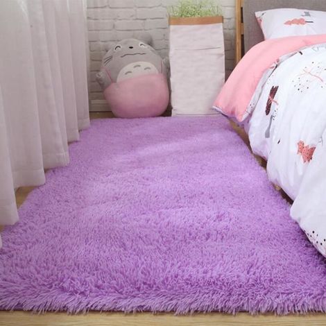 Teppich fürs Zimmer 80x200 cm, sanftes Lila, weich und flauschig, ideal für Wohnzimmer oder Flur, waschbar und flauschiger Shaggy-Te