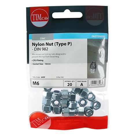 TIMCO Nylon Insert Nuts Type P DIN982 Silver - M6