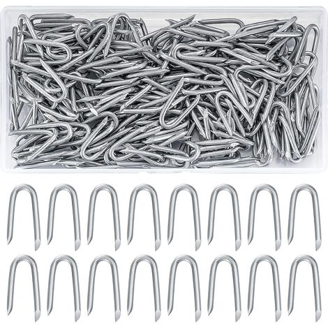 Stahldrahtzaunnägel, 3,5 cm Durchmesser (200 Stück), verzinkte U-förmige Befestigungsnägel.
