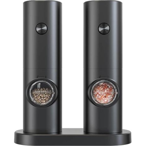 Automatisches Salz- und Pfeffermühlen-Set (2-teilig) mit Ständer (Schwarz) (1/5)