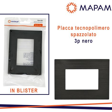 PLACCA TECNOPOLIMERO SPAZZOLATO NERO 3P JOY T3 IN BLISTER