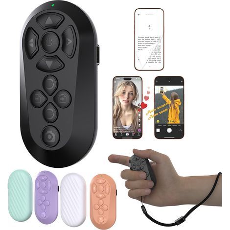 Bluetooth-Fernbedienung – Kompatibel mit iOS und Android – Drahtlose Steuerung – Ideal für TikTok, Kamera, Videoaufnahmen und -wiedergabe auf einem E-Reader. (1/5)