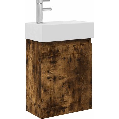 Mobile bagno con rubinetto Rovere Fumo 45,5 x 25,5 x 84 cm vidaXL