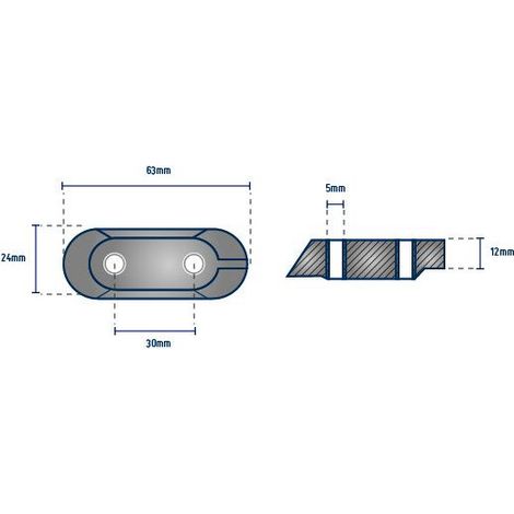 Anode plaque hors-bord YAMAHA taraudé - ORANGEMARINE - entraxe 26 mm