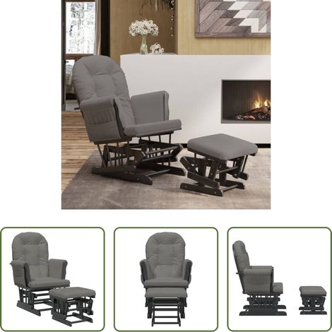 Chaise d'allaitement - Chaise berçante avec repose-pied Gris foncé Tissu (1/5)