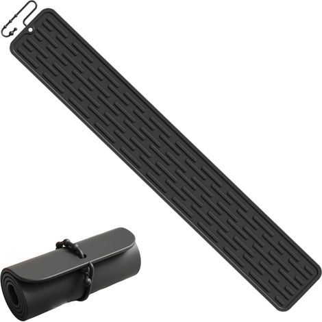 Schmale Silikon-Abtropfmatte für die Bar, rutschfest, schützt Spüle und Abtropfschale, 55 x 8 cm, schwarz