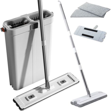 Kit de limpieza: Cubo de doble cámara, fregona plana de microfibra (1/4)