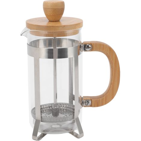 Tee-Ei, Tasse und Teekanne aus Edelstahl, French-Press-Kaffeebereiter, Bambusdeckel, 350 ml (1/5)