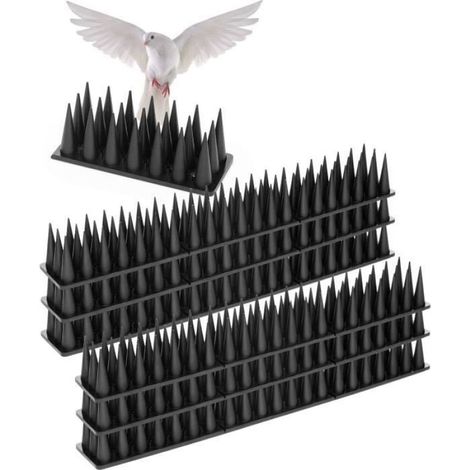 Pic Anti Pigeon 6 m,Anti Pigeons pour Balcon, Pique Anti Pigeon en ABS Haute Résistance Plastique,Corbeaux,Chats,ect (20 PCS) Noir (1/4)