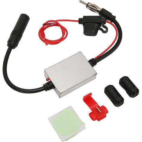 Stabilisateur de signal d'antenne radio FM pour autoradio avec alimentation 12 V et connecteur DIN pour bateau, camping-car, camion et SUV (1/5)