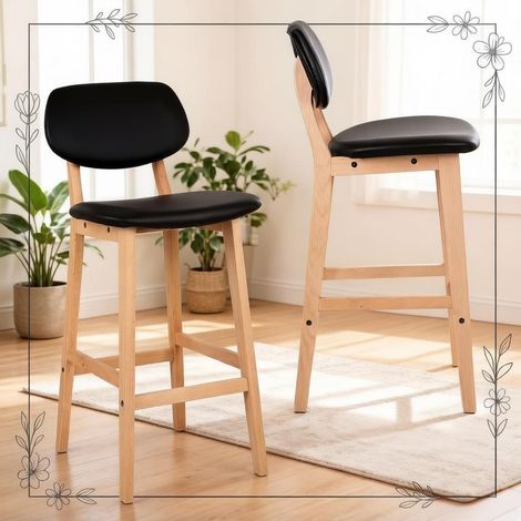 Taburetes de bar resistentes, sillas de comedor elegantes, sillones con cojines gruesos (juego de 2 taburetes de bar solamente). (1/5)