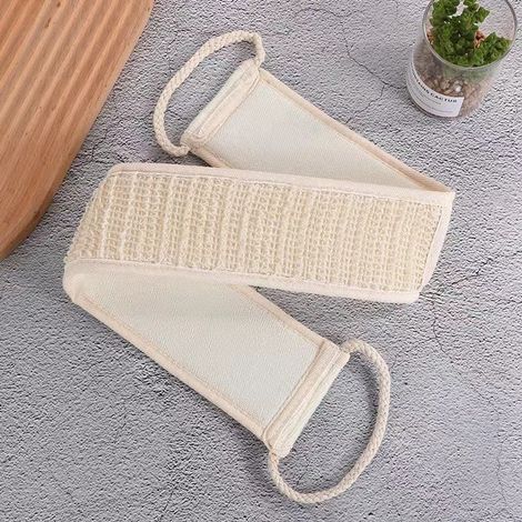 Asciugamano lungo da schiena in sisal naturale per massaggio - Asciugamano da bagno - Asciugamano da bagno in sisal - Con coulisse - Esfoliante - Unisex - 68 cm - Cotone e lino - Bianco sporco (1/5)