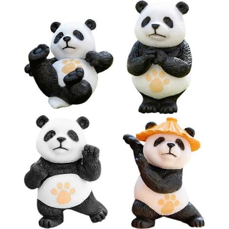 Lot de 4 figurines de panda miniatures pour décoration de bureau ou de gâteau.-4.80X2.50X2.00CM (1/3)