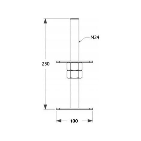 Embase de poteau M24 100x250x4mm noire (1/2)