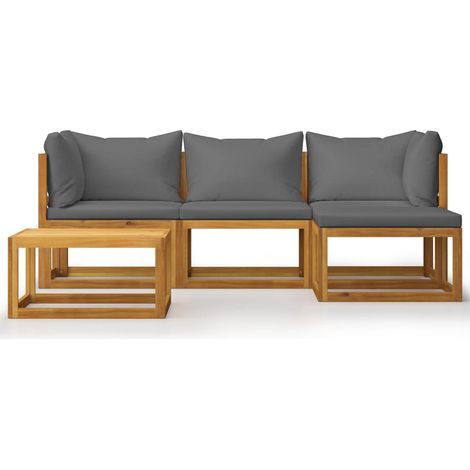 INLIFE Salon de jardin 5 pcs avec coussins Bois d'acacia solide (1/5)